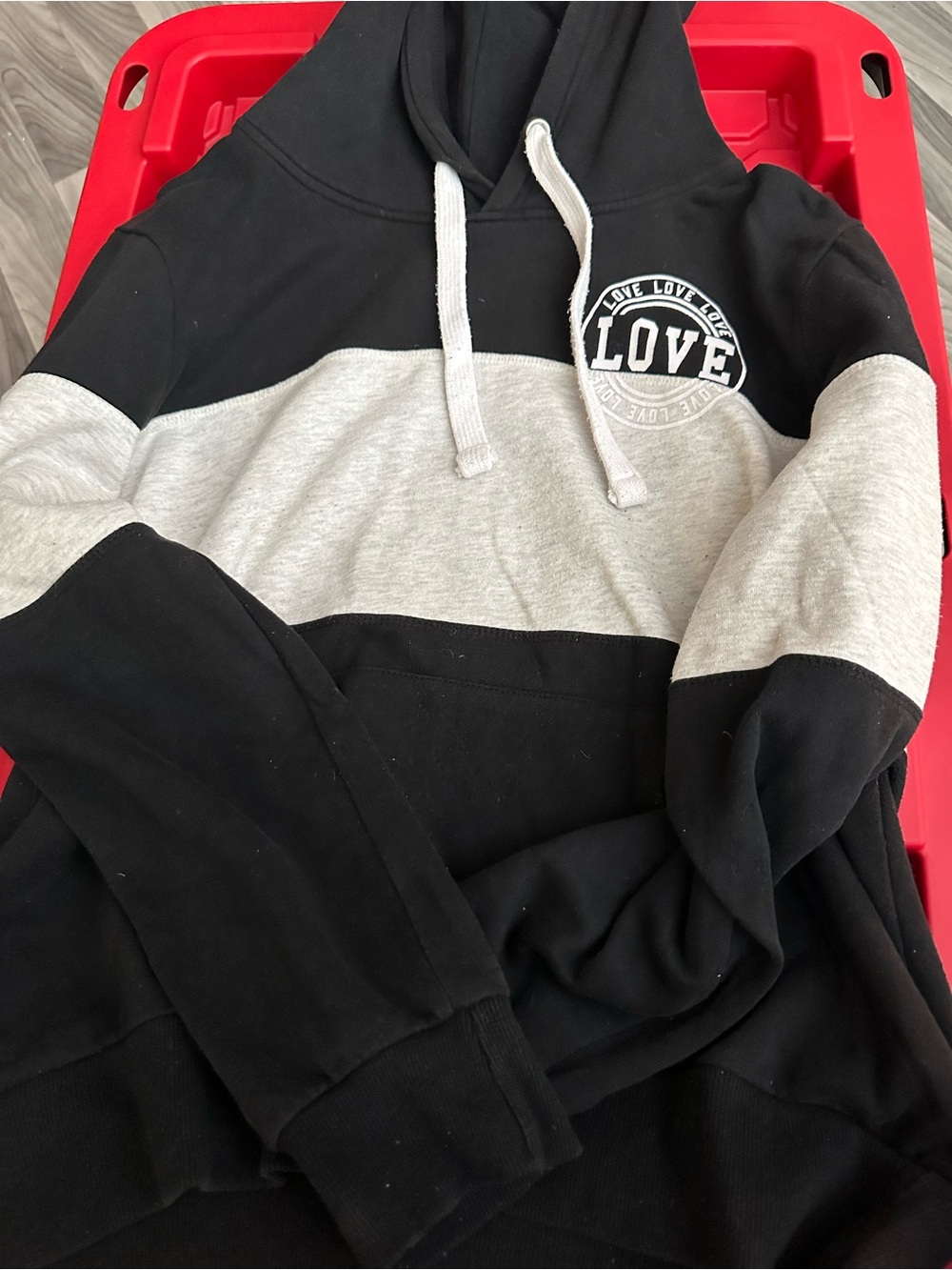 Reflex Black and Light Gray Colorblock LOVE Pullover Hoodie